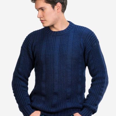 INTI0414-INTI-ALPACA-Thick-Handmade-Sweater-for-Men-in-Blue-Alpaca-Wool-Winter-Crewneck-Pullover-Chunky-Knit-Sweater